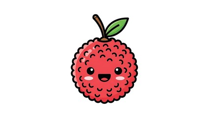 Cartoon Red Fruit with Smiling Face.