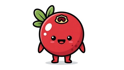 Cartoon Radish Character with Green Leaves.