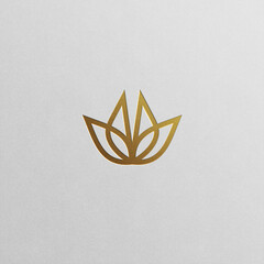 Golden lotus flower symbol isolated on white background. Luxury logo design for beauty, wellness, spa, hotel, medical companies.