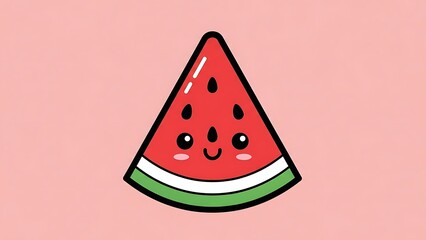 Cute Cartoon Watermelon Slice Illustration.