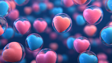 Valentine heart bubble background love romance floating glossy pastel joyful dreamy tender design for greeting card celebration and digital wallpaper