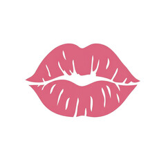 Vibrant pink lips with white details on clean background
