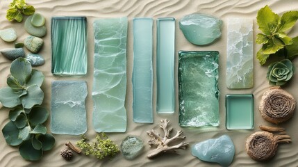 Artistic glass collectibles coastal still life natural light aesthetic design