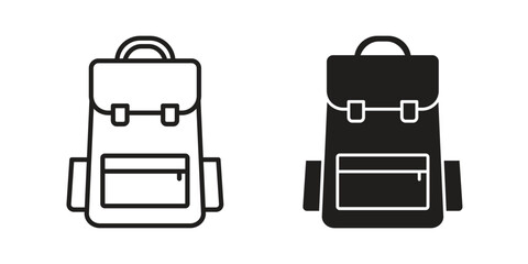Backpack icons vector glyph flat style. Stroke with editable size icons