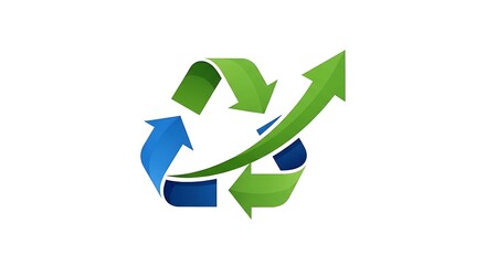 Obraz premium Recycling Symbol with Green Arrow Upward Trend.