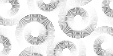 Circular abstract pattern with minimalist black lines on white background. Vector eps 10