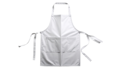White Apron Isolated On Transparent Background For Cooking Cleaning Gardening Painting And Food Service Uniforms With Pockets And Adjustable Ties For Comfort