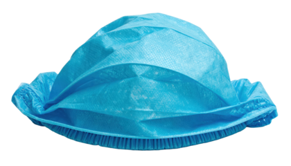 Light Blue Disposable Bouffant Cap Isolated On Transparent Background For Medical Healthcare Food Service And Industrial Applications