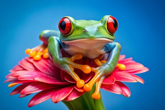 Frog on Pink Flower - Powered by Adobe