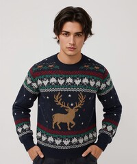 serious filipino guy on oversized shirt fit model pose on white background