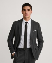 serious filipino guy on oversized shirt fit model pose on white background