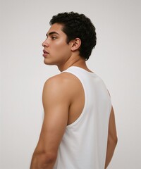 smiling filipino guy on oversized shirt fit model pose on white background