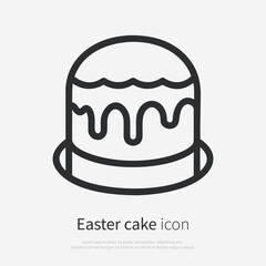 Easter cake silhouette icon with traditional decoration front view. Easter cake silhouette graphic design. Isolated on white background