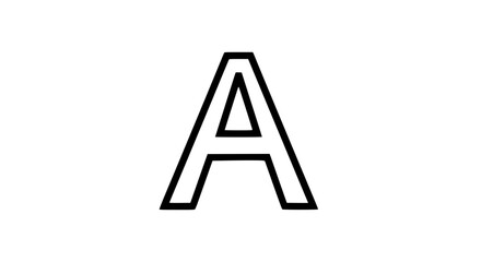 Latin letter A simple outline black white icon 