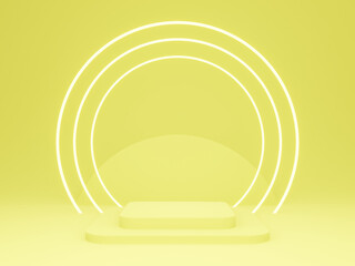 Obraz premium 3D yellow podium with neon lights