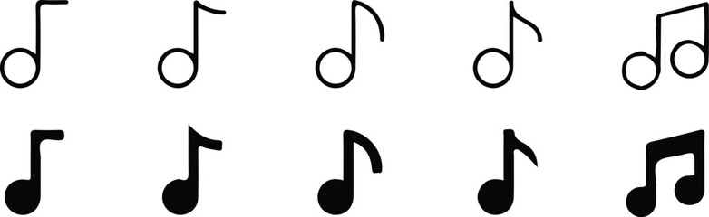 music note black icons set vector illustration collection style art © Ammara