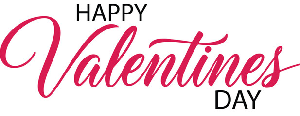 Happy Valentine&rsquo;s Day Handwritten Brush Lettering with Hearts &ndash; Romantic Typography Vector EPS
