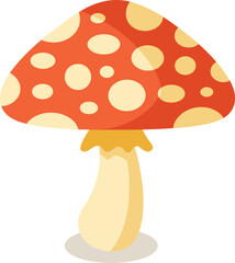 A vibrant illustration of a classic red and white spotted mushroom a symbol of fairy tales