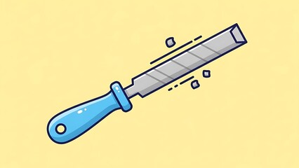 Illustration of a Sharp Knife with Blue Handle.
