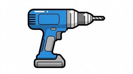 Blue Electric Drill Tool Illustration.