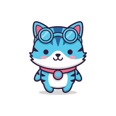 Cute Blue Cat Vector Illustration