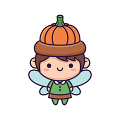 Whimsical Fairy with Pumpkin Hat