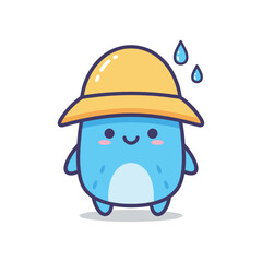 Cute Raindrop Character with Yellow Hat