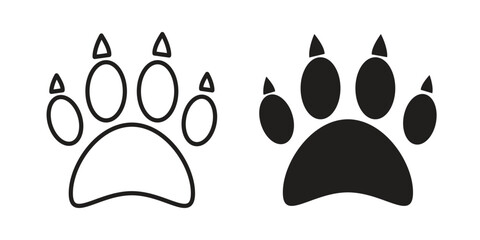 Paw icons vector glyph flat style. Stroke with editable size icons