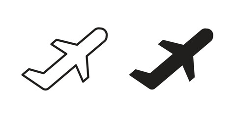 Fototapeta premium Plane icons vector glyph flat style. Stroke with editable size icons