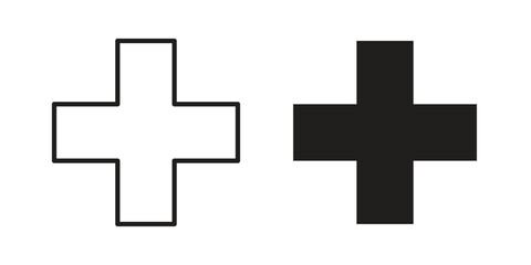 Obraz premium Plus icons vector glyph flat style. Stroke with editable size icons