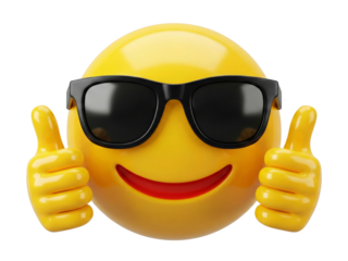 Cool Emoji with Sunglasses and Thumbs Up, Yellow Smiley Face, Positive Vibes