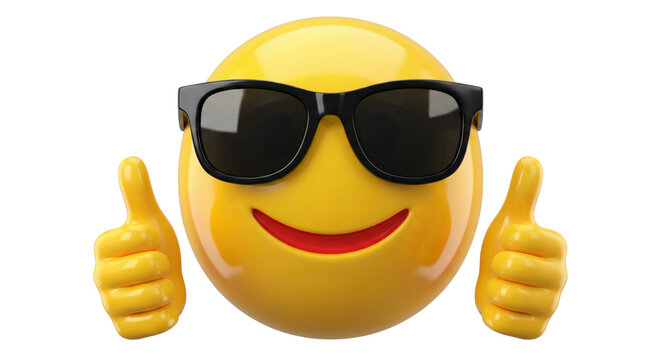 Smiling Emoji with Sunglasses and Thumbs Up, Cool and Happy Face
