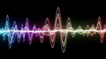 A vibrant visual representation of sound waves, with a colorful and dynamic display. The image captures the essence of sound frequencies. 