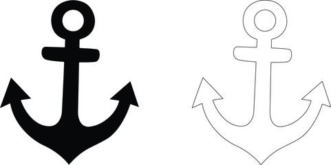 Obraz premium Anchor Sign Icon Vector Illustration