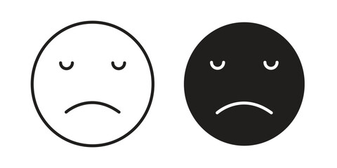 Fototapeta premium Sad icons vector glyph flat style. Stroke with editable size icons