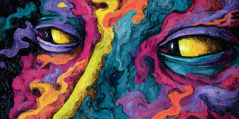 Psychedelic  Gaze in Swirling Color, ai generated, ai generated.