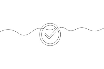 Obraz premium Minimalist single line drawing of check mark icon in circle