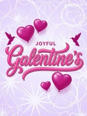 Joyful galentine's day celebration with pink heart balloons
