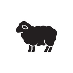 Obraz premium Sheep Silhouette in Simple Flat Design with Black Color for Icon or Logo