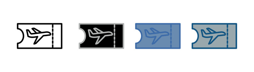 
plane ticket icon set multiple style collection with plane ticket design