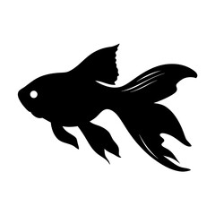 Elegant black goldfish vector silhouette illustration swimming on a clean white background