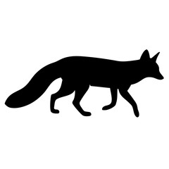 Striking black fox silhouette vector illustration isolated on a clean white background