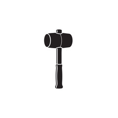 Black silhouette of a rubber mallet on a white background hammer tool