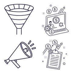 Impactful modern minimal vector icon set for digital marketing, social media strategy, and online advertising campaigns.