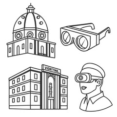 Modern Minimal Vector Icon Set for Financial Technology and Banking, Featuring Digital Wallet, Transactions, Investment Growth, and Secure Payment Icons