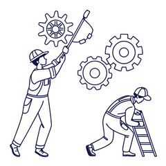 Modern Minimal Vector Icon Set for AI and Robotics Automation, Featuring Mechanical Arms, Intelligent Control Systems, and Autonomous Technology Solutions