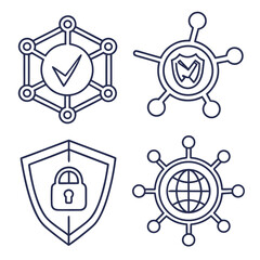 Cyber Security and Data Protection Concept Featuring Padlock and Digital Shield Security Symbols