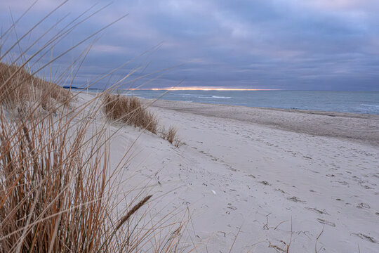 The Baltic Sea coast as seen from the Curonian Spit National Park, close to Nida village, Klaipeda County, Lithuania