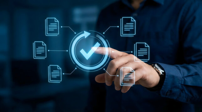 Modern,digital,transformation,and,workflow,automation,concept,showing,seamless,document,management,system,for,quality,control,compliance,and,efficient,corporate,information,processing - Powered by Adobe