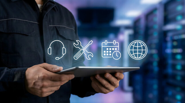 Industrial professional managing global network systems,future of infrastructure and data connectivity technology,digital tools for smarter business operations and expert support - Powered by Adobe